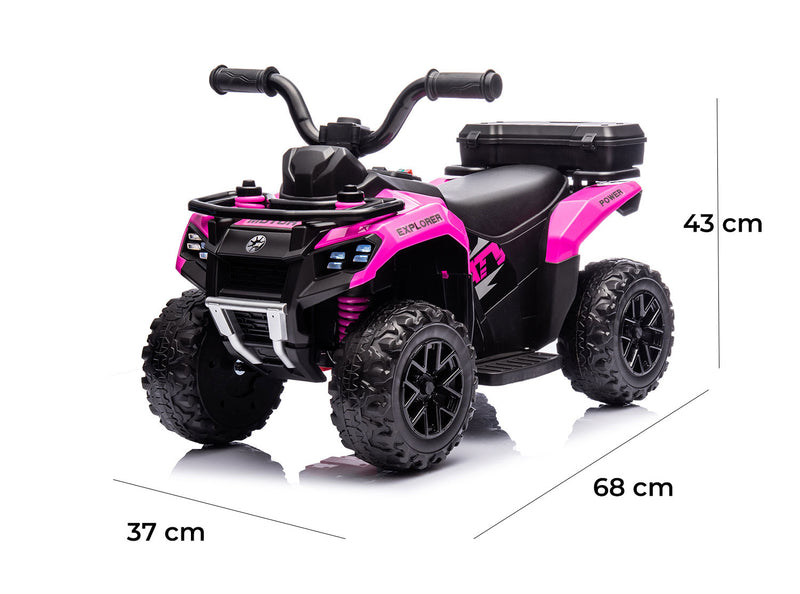 Quad Elettrico per Bambini Safari 6V con Bauletto Posteriore Rosa