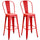 Set 2 Sgabelli da Bar Stile Industriale Schienale Rimovibile 44x49x116 cm in Metallo Rosso