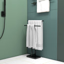 Piantana Portasciugamani da Bagno da Terra Autoportante 2 Bracci in Metallo 50x18,5x85 cm Nero-6