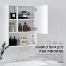 Armadietto con Specchio da Bagno con Mensole a Giorno 60x15x76cm Bianco  -4