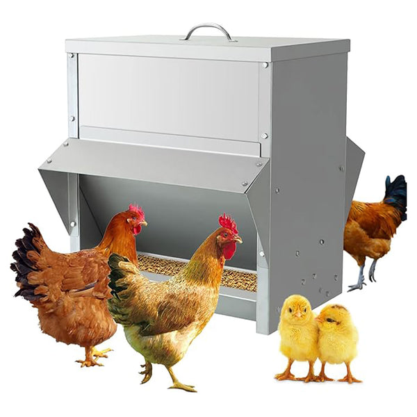 Mangiatoia per Galline 41x45x46 cm 2 Lati Capienza 30kg in Acciaio Zincato sconto