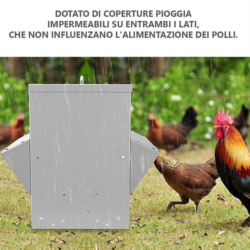 Mangiatoia per Galline 41x45x46 cm 2 Lati Capienza 30kg in Acciaio Zincato  -4