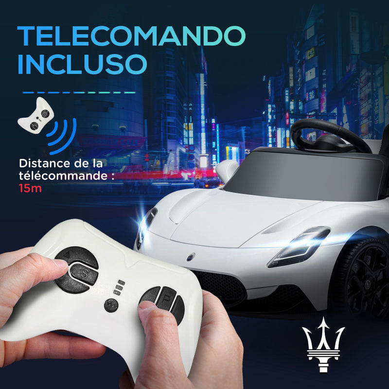 Macchina Elettrica per Bambini Licenza Maserati MC20 Velocità 3-5km/h Bianco -6