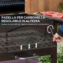 Barbecue da Giardino a 2 Ruote con Griglia Affumicatore e Fornello 124x66x112 cm in Metallo e Ghisa Nero-7