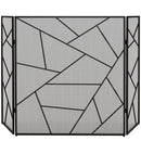 Parascintille con Antine 135x1,2x85 cm Pieghevole a 3 Pannelli Design Geometrico in Acciaio Nero-1