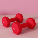 Set 2 Manubri Palestra 4 kg Pesi esagonali per Allenamento Rosso-8