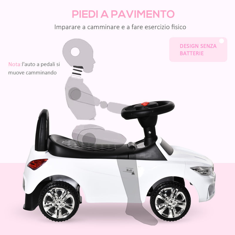 Auto Macchina Cavalcabile per Bambini Clacson e Musica Bianca  -6