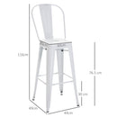 Set 2 Sgabelli da Bar Stile Industriale Schienale Rimovibile 44x49x116 cm in Metallo Bianco-3