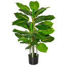 Pianta Artificiale H95 cm 33 Foglie con Vaso Verde-1