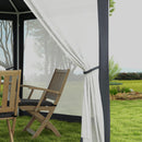 Gazebo da Giardino Esagonale con Doppio Ingresso 3.94x3.94x2.5 m in Metallo e Poliestere Grigio-8