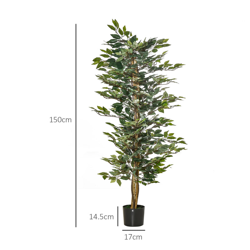 Pianta Artificiale di Ficus H150 cm con Vaso Verde-3