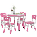 Set Tavolo con 4 Sedie per Bambini Altezza Regolabile Rosa  -1