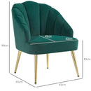 Poltrona a Conchiglia Stile Art Deco 63x65x84 cm in Velluto Verde  -3