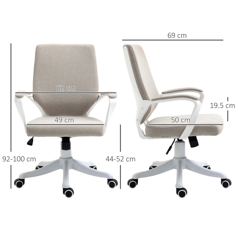 Sedia Operativa Ergonomica Regolabile Funzione Dondolo Beige e Bianco  -3