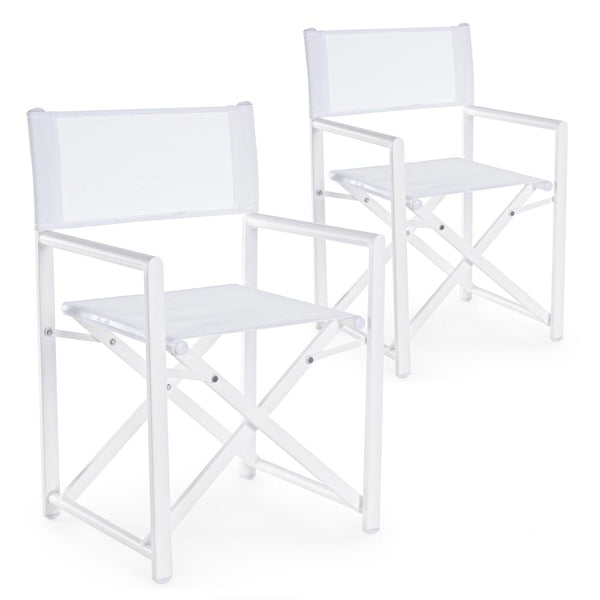 Set 2 Sedie Regista Mare Pieghevoli 48x56x86 cm in Alluminio Gilda Bianco prezzo