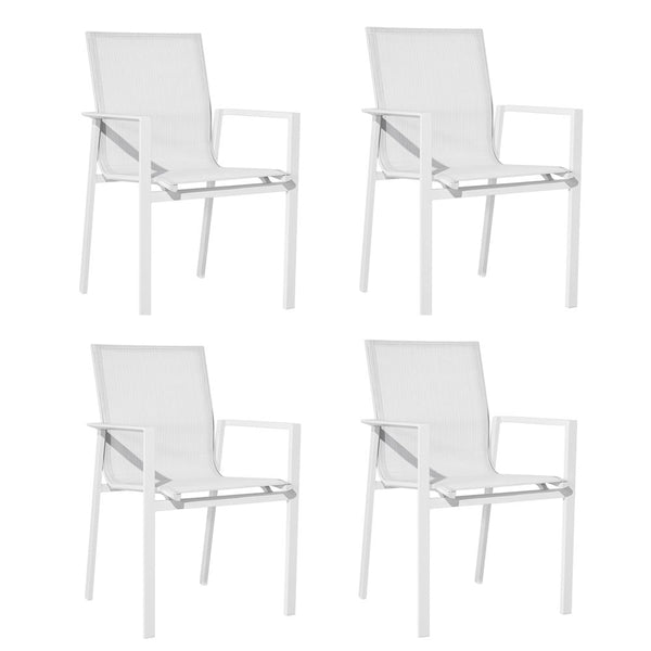 online Set 4 Sedie da Giardino 59,5x66x88 cm in Alluminio Selly Bianche