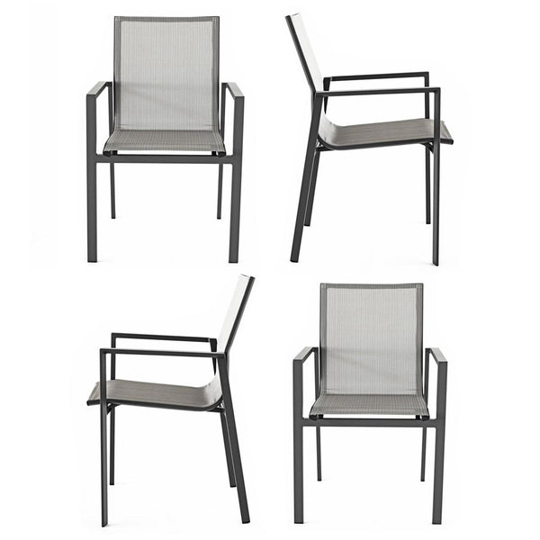 Set 4 Sedie da Giardino 59,5x66x88 cm in Alluminio Selly Grigie acquista