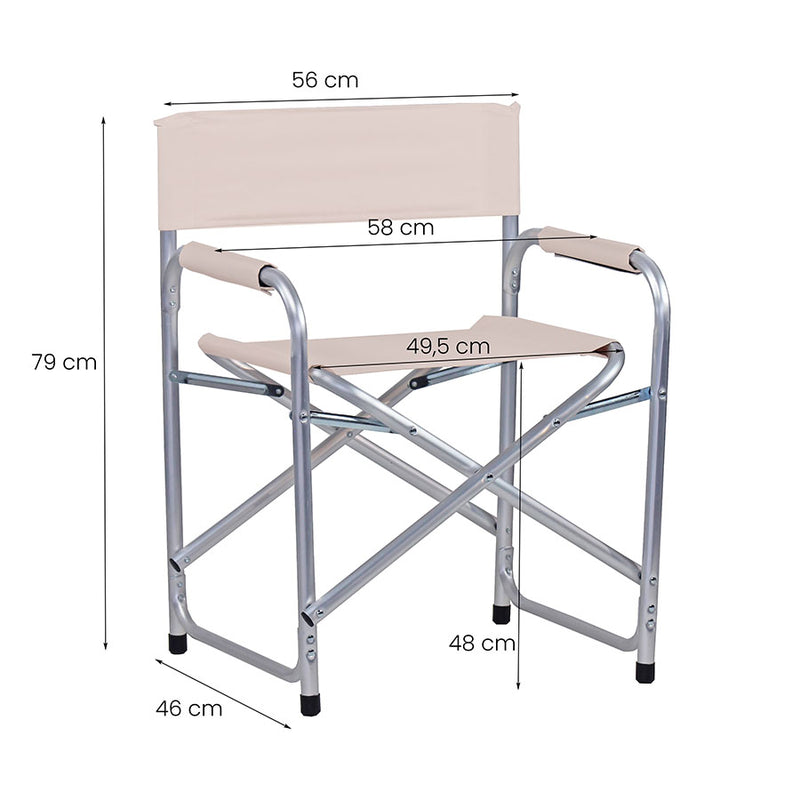 Set 2 Sedie Regista Mare Pieghevoli 56x46xH79 cm Pippa Ecrù-3