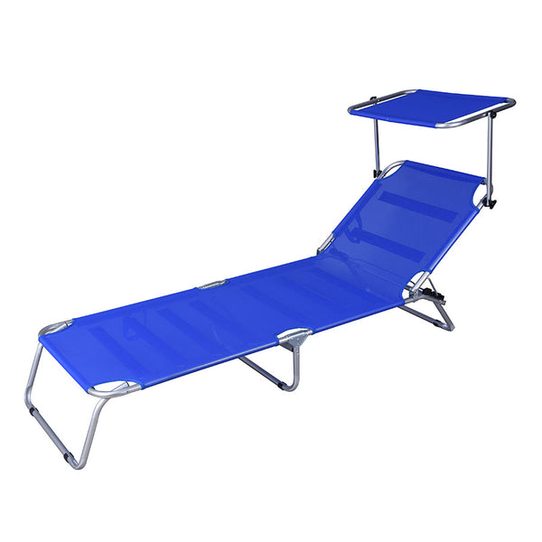 Lettino Prendisole da Giardino Pieghevole 190x57xH77 cm in alluminio Litto Blu online