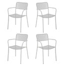 Set 4 sedie da Giardino con Braccioli 57x45/58x81,5h cm in Metallo Aura Grigio-1