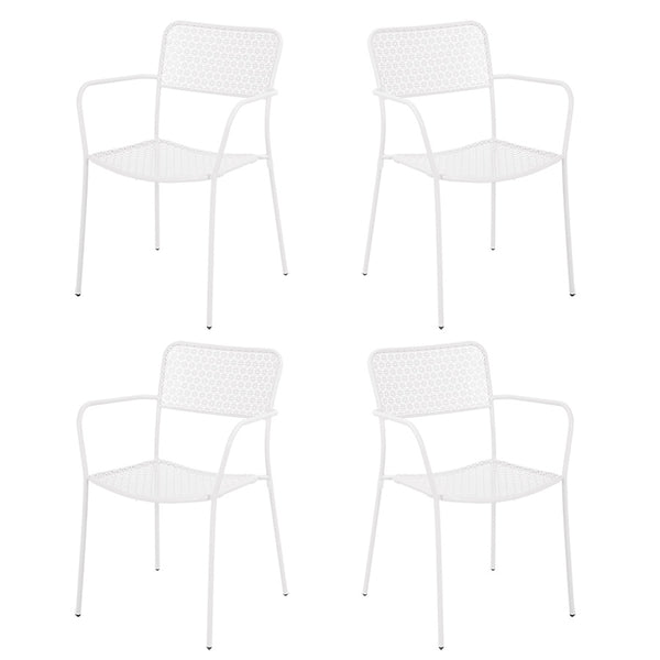 Set 4 sedie da Giardino con Braccioli 57x45/58x81,5h cm in Metallo Aura Bianco online