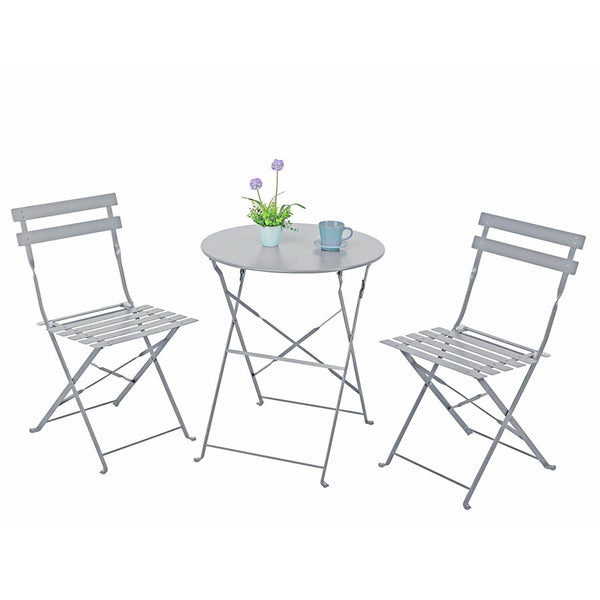 Set Tavolino e 2 Sedie Pieghevoli da Giardino in acciaio Dalia grigio sconto