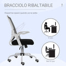 Sedia Operativa Ergonomica Altezza regolabile 94-104 cm Tessuto Effetto Lino Bianco e Nero -7