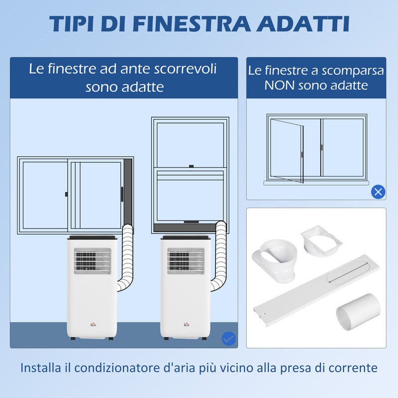 Condizionatore Portatile 750W 33x28x70,4 cm con 5 Modalità e 2 Velocità Bianco-9