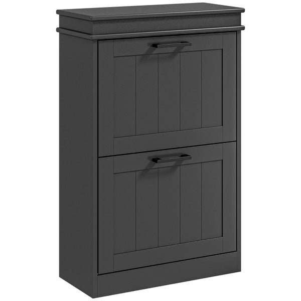 Scarpiera Salvaspazio Design Moderno 2 Cassetti Ribaltabili 54x24x82,5 cm Nero acquista