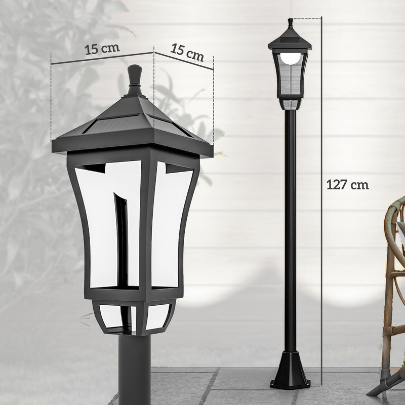 Lampione da Giardino con 6h Autonomia e Ancoraggio a Terra 15x15x127 cm in ABS e Policarbonato Nero-3