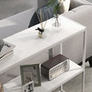 Tavolo Consolle da Ingresso con Ripiano Aperto 100x30x87 cm in Acciaio e Truciolato Bianco-8