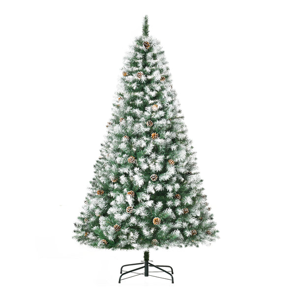 Albero di Natale Artificiale Innevato 180 cm 800 Rami con Pigne Apertura Automatica Verde online