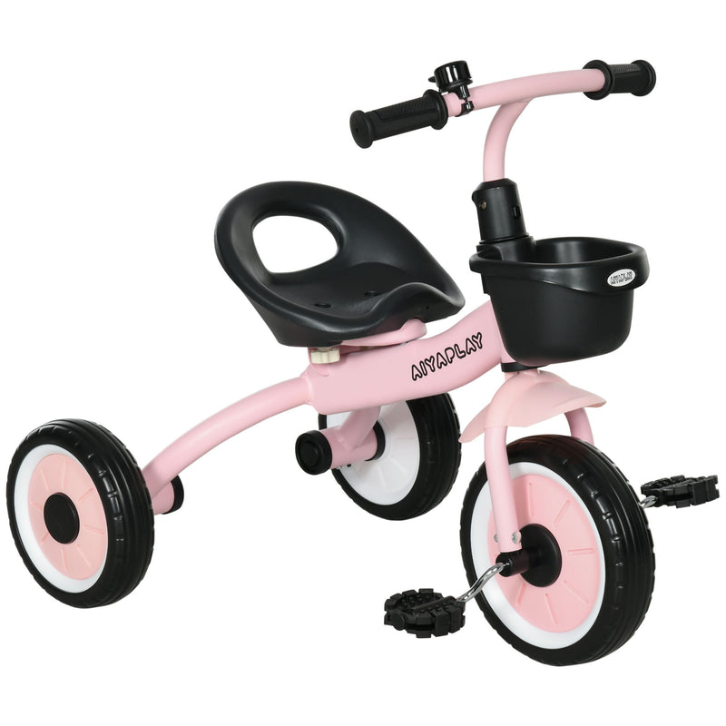 Triciclo per Bambini 70,5x50x58 cm con Seduta Regolabile e Campanello Rosa  -1