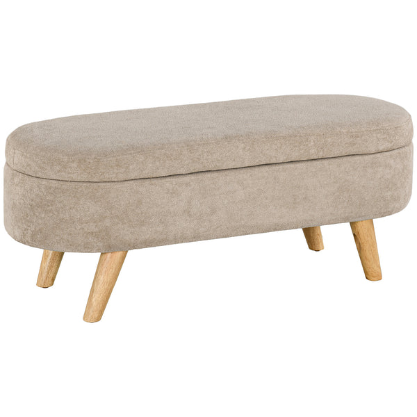 Panca Fondo Letto Imbottita con Vano Contenitore 110x40x43 cm Beige acquista