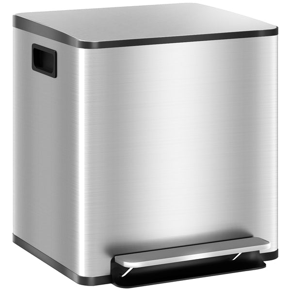 Pattumiera a Pedale 2 Sezioni 15L 41,8x36,7x44 cm in Acciaio Inox e PP acquista