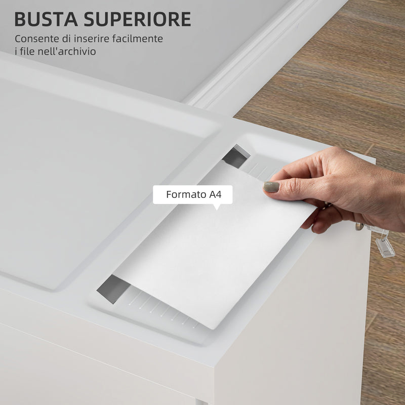 Schedario per Ufficio 2 Cassetti con Chiave Fessura a Busta 30x50x53,5 cm in Acciaio Bianco -4