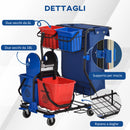 Carrello Pulizie Professionale 4 Secchi Strizzatore e Sacco Rosso Blu e Nero -7