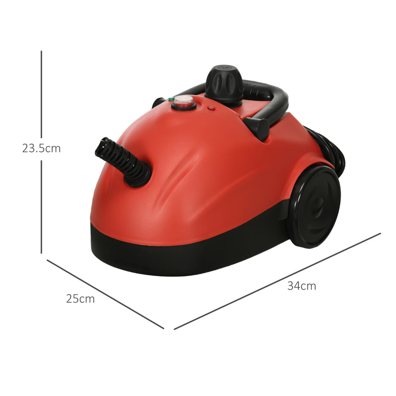 Pulitore a Vapore Portatile Multiuso con 13 Accessori Inclusi 1500W Serbatoio 1.2L Rosso-3