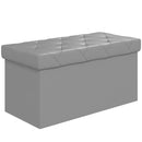 Panca Contenitore Pieghevole 84L 76x38x38 cm in Finta Pelle Grigio-1