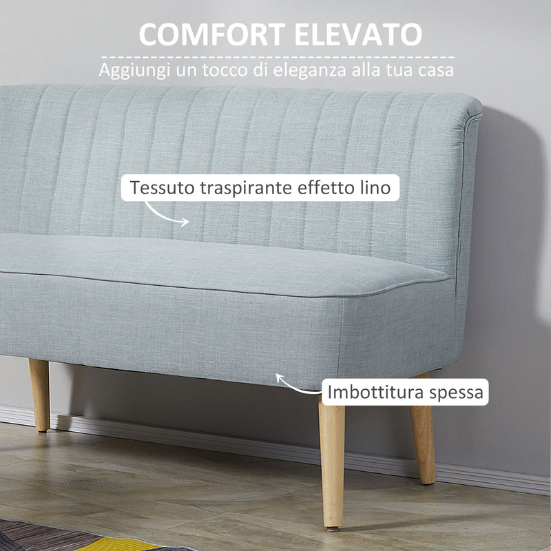 Divano 2 Posti 117x56.5x77 cm in Tessuto con Gambe in Legno Verde Chiaro -4