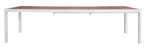 Tavolo Allungabile da Giardino 200/300x100x76 cm Lanzarote in Alluminio e Doghe in Teak Bianco acquista