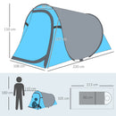 Tenda da Campeggio a Cupola con 2 Finestre e Design Pop-Up a Igloo 220x108x110 cm in Poliestere Blu-3