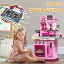 Cucina Giocattolo per Bambini 53x22x69 cm 33 Pezzi con Luci Suoni e Rubinetto Rosa -4