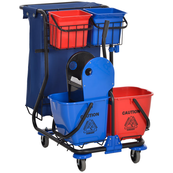 prezzo Carrello Pulizie Professionale 4 Secchi Strizzatore e Sacco Rosso Blu e Nero