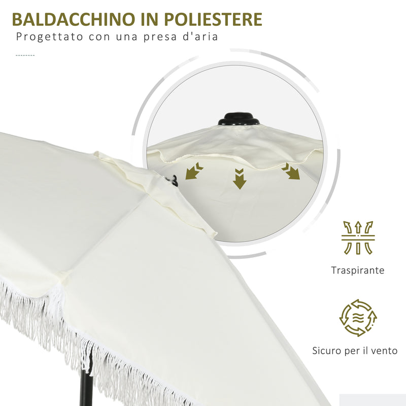 Ombrellone da Giardino 2.3x2.2m Inclinabile con Palo Centrale e Manovella Crema-6