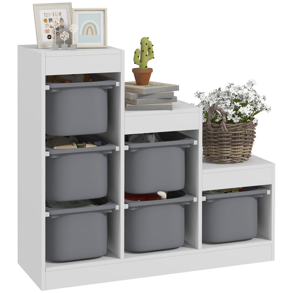 Scaffale Portagiochi per Bambini a 3 Livelli 6 Contenitori 96x38,5x90 cm Grigio sconto