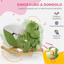 Cavallo a Dondolo per Bambini 32 Melodie in Legno e Peluche Dinosauro Verde -4