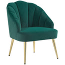 Poltrona a Conchiglia Stile Art Deco 63x65x84 cm in Velluto Verde  -1