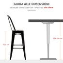 Set 2 Sgabelli da Bar Stile Industriale Schienale Rimovibile 44x49x116 cm in Metallo Nero-7