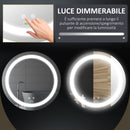 Specchio Bagno Rotondo 50cm Luce LED Regolabile Funzione Anti Appannamento   -5